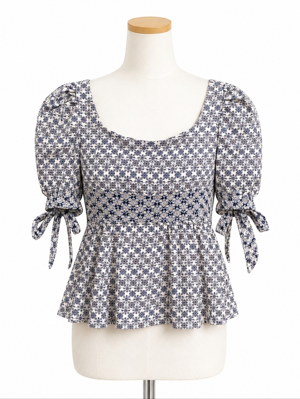 English Factory Mixed Print Cotton Peplum Top Sz M Cottagecore Coquette Girl